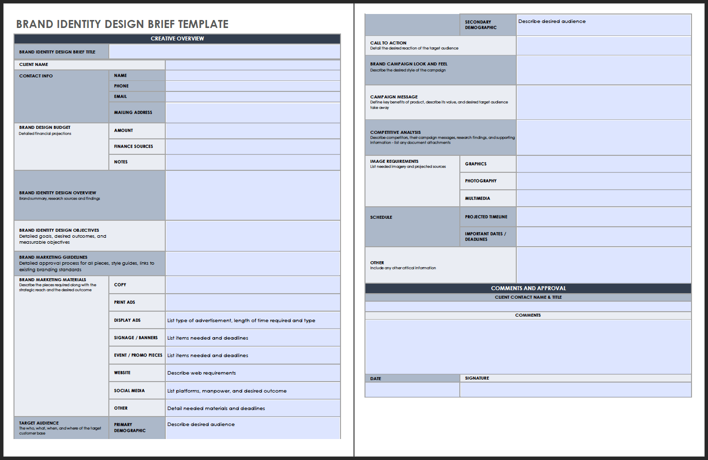 Free Brand Brief Templates Smartsheet