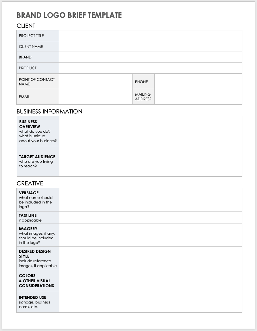 Brand Logo Brief Template