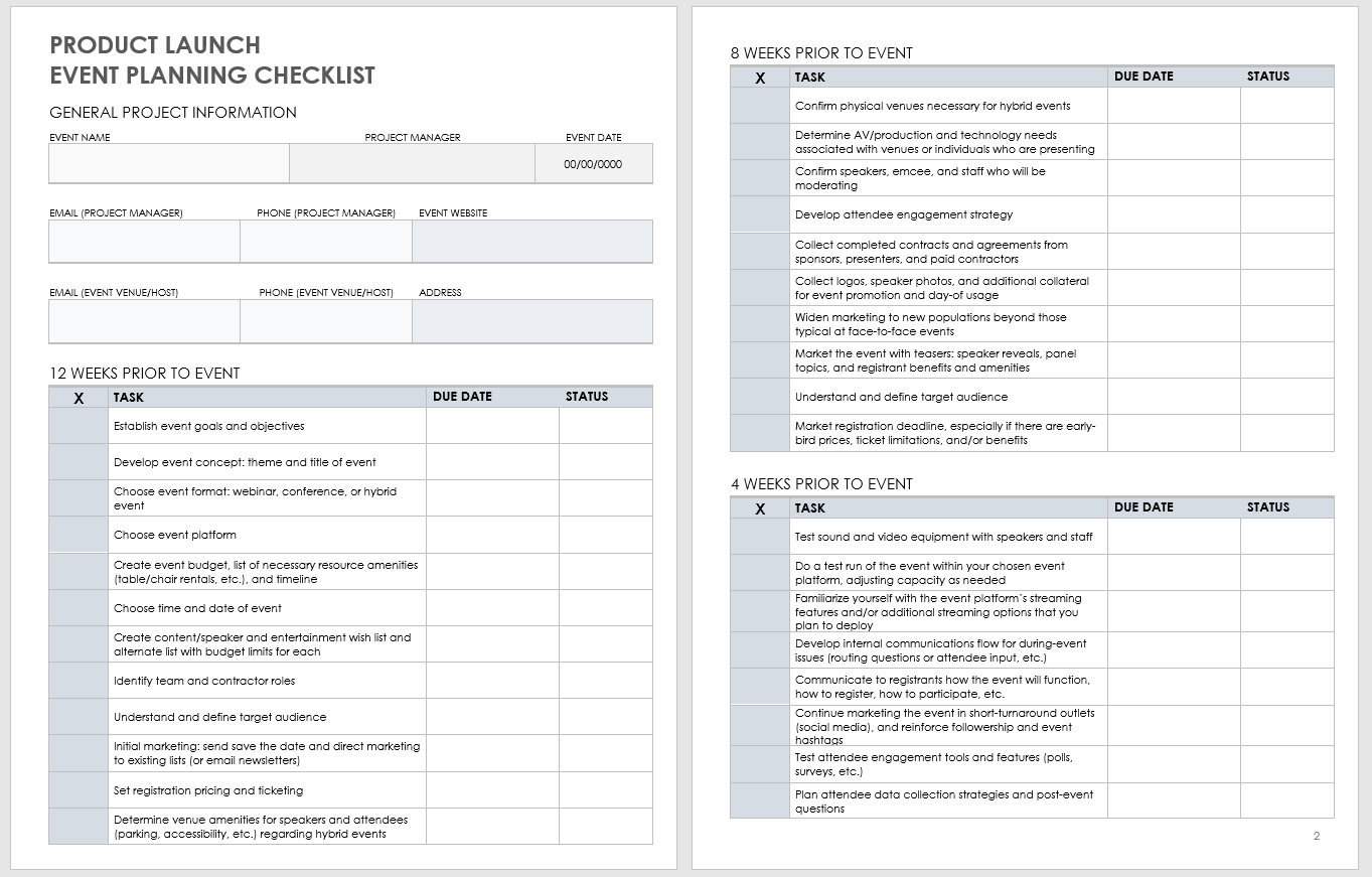 Free Product Launch Checklist Templates Smartsheet   IC Product Launch Event Planning Checklist Template 