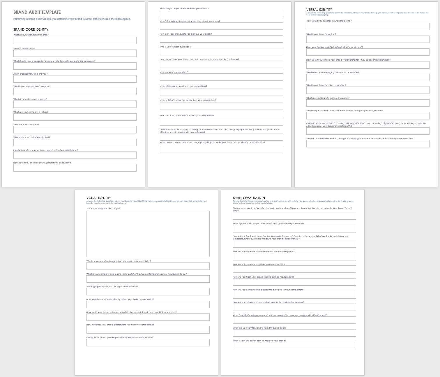 Free Brand Audit Templates Smartsheet