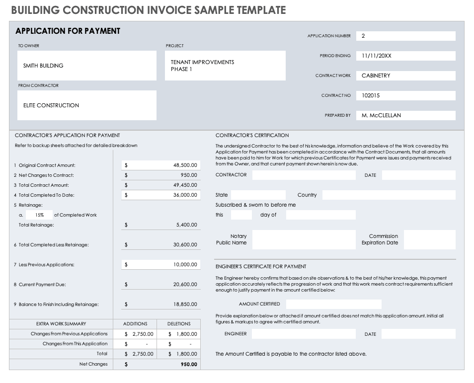 Free Construction Invoice Templates Smartsheet