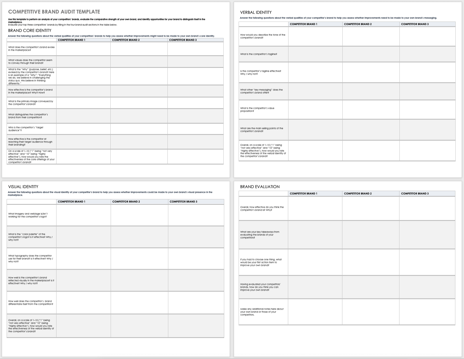 Free Brand Audit Templates Smartsheet