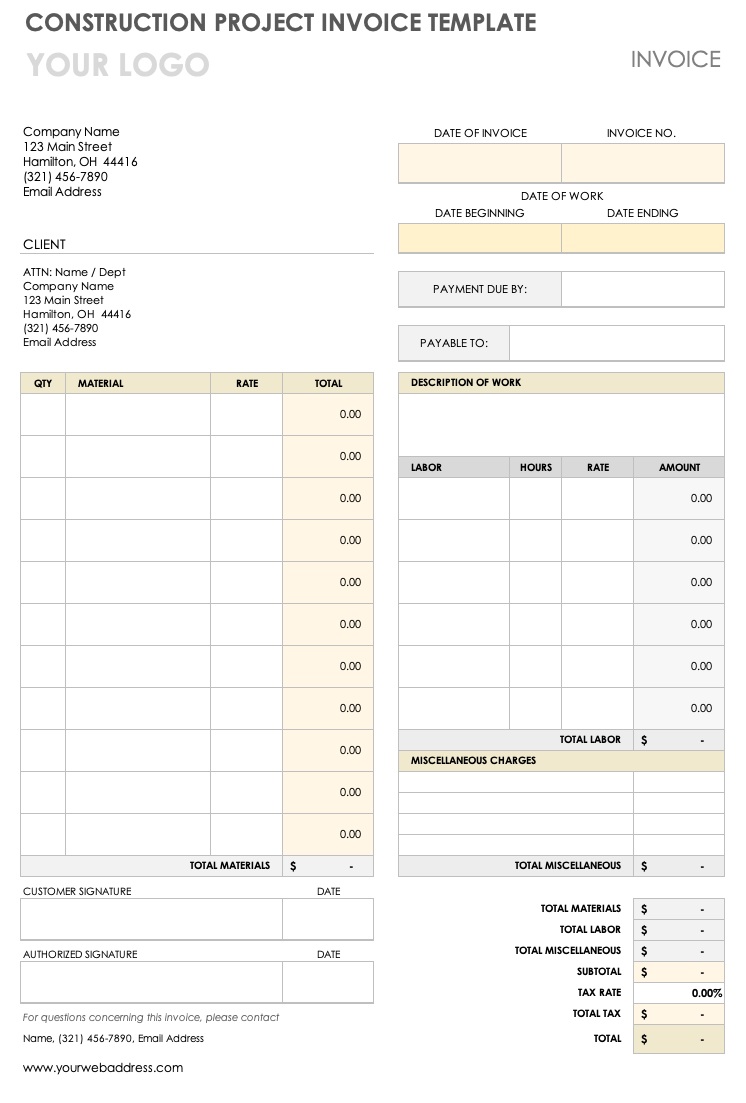 free construction invoice templates smartsheet