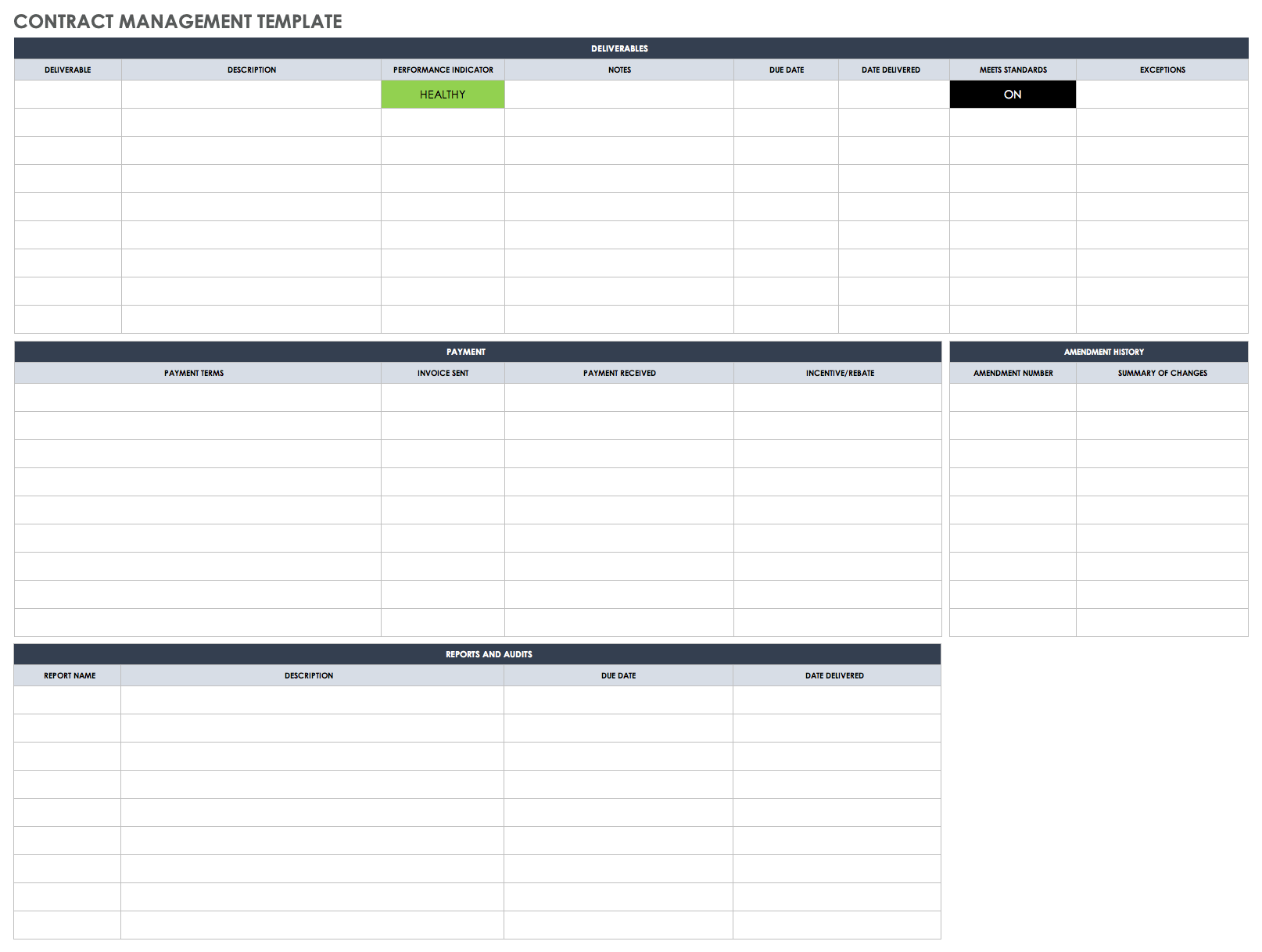 Smartsheet Contract Management Template