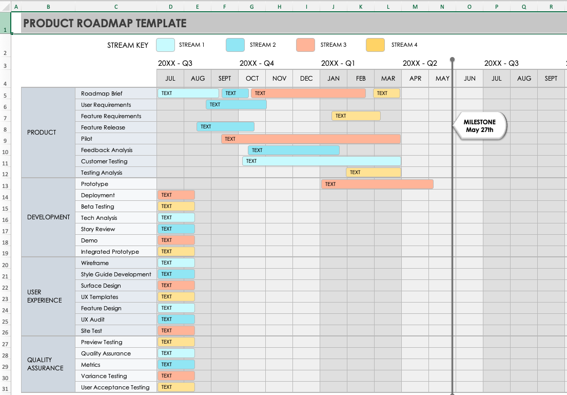Excel Roadmap Template Free