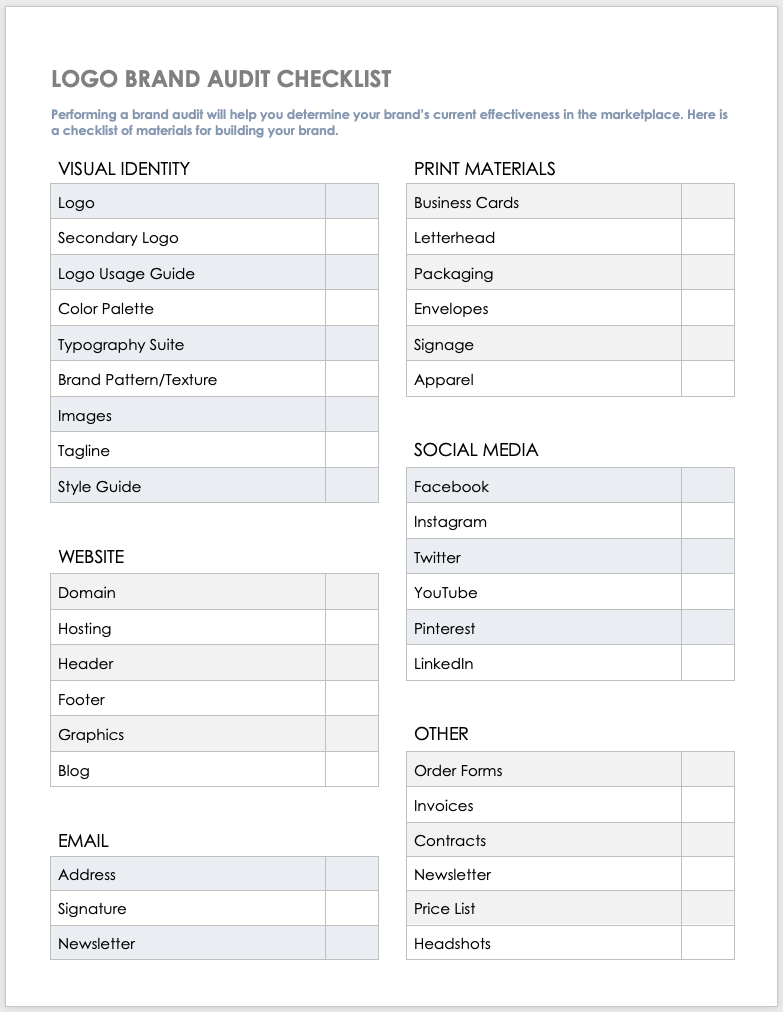 Free Brand Audit Templates Smartsheet