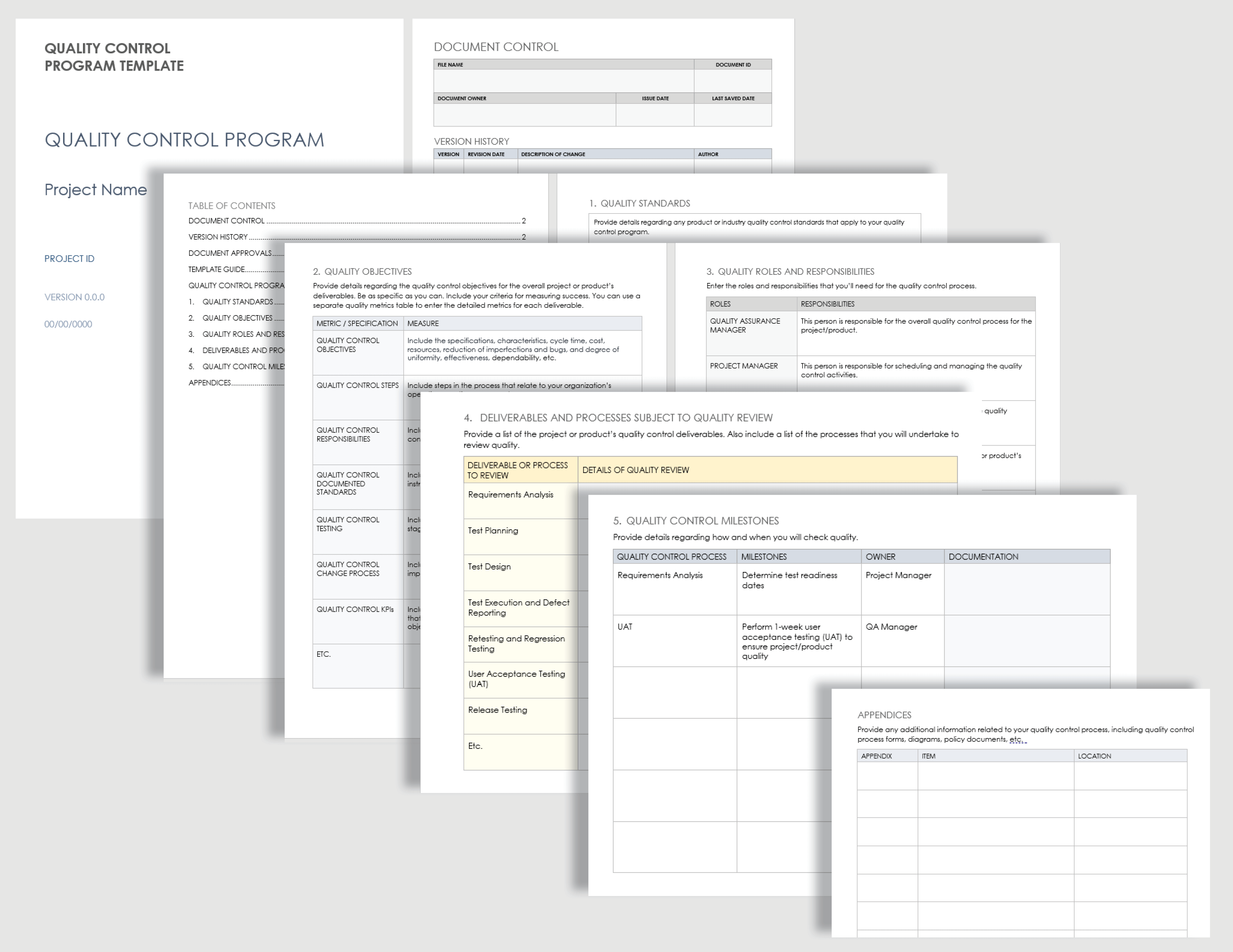 quality control plan template excel