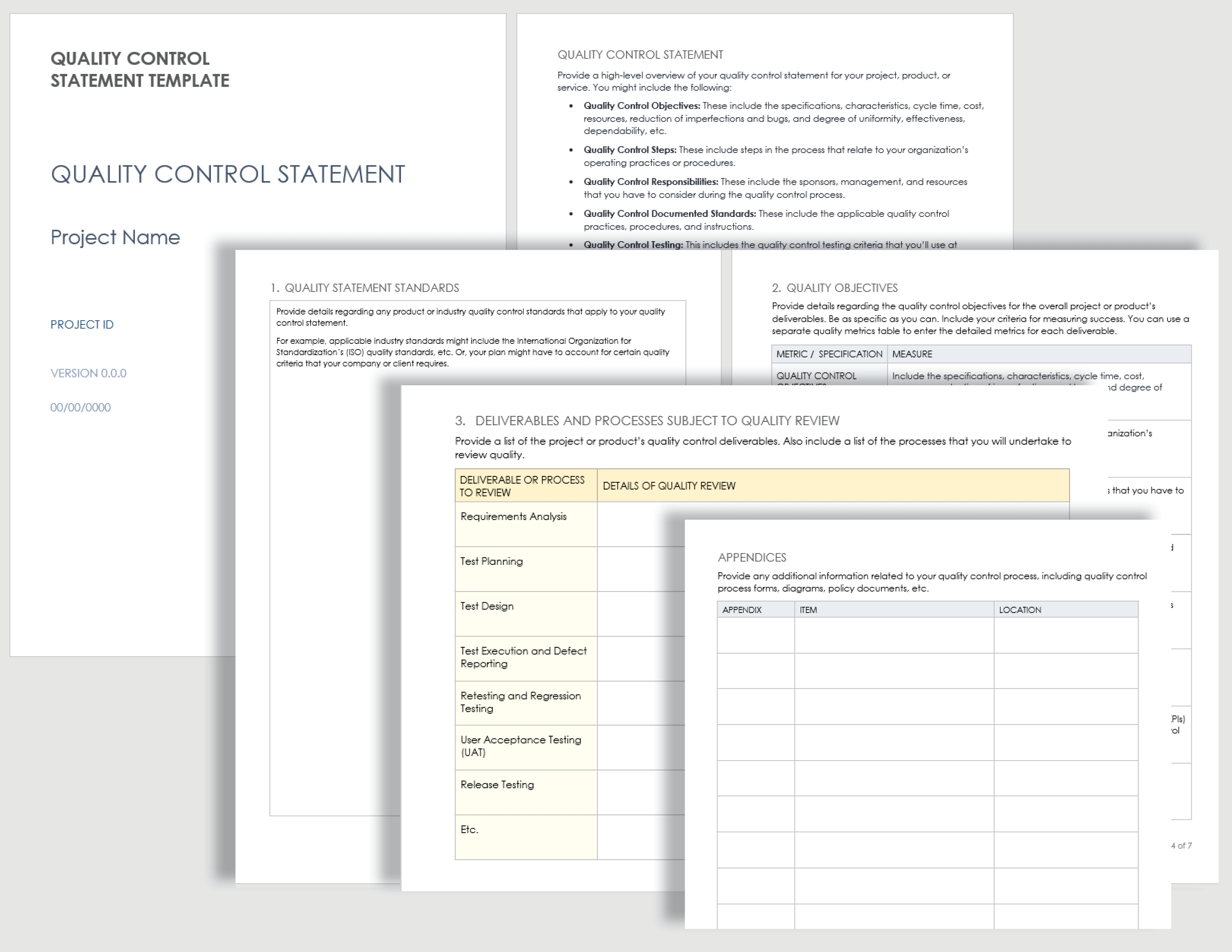 quality control plan template excel