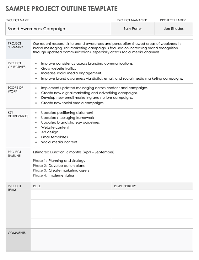 Project Outline Template Word