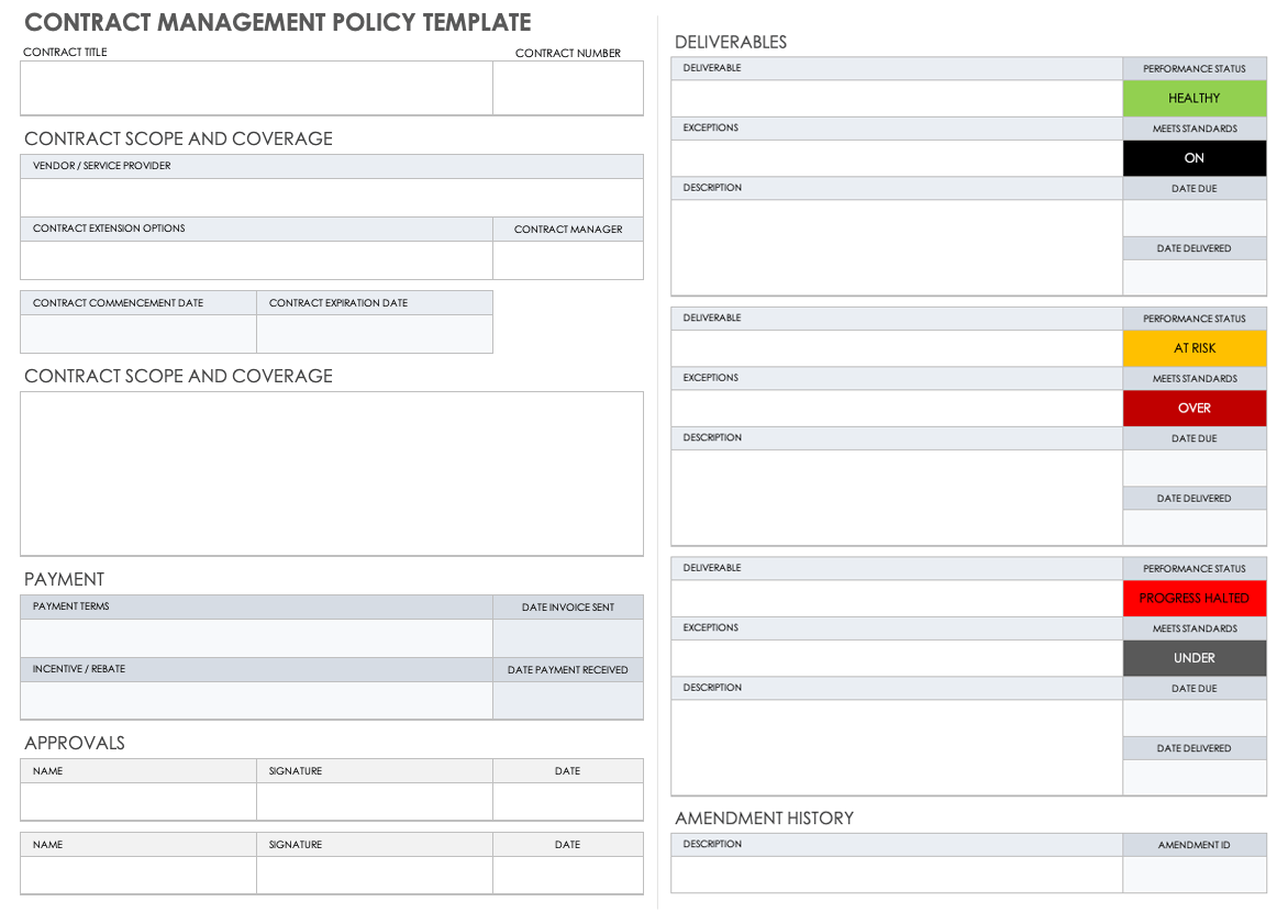 Free Contract Management Templates Smartsheet