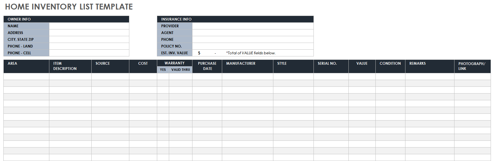 Office Supplies Inventory Template - PDF Templates