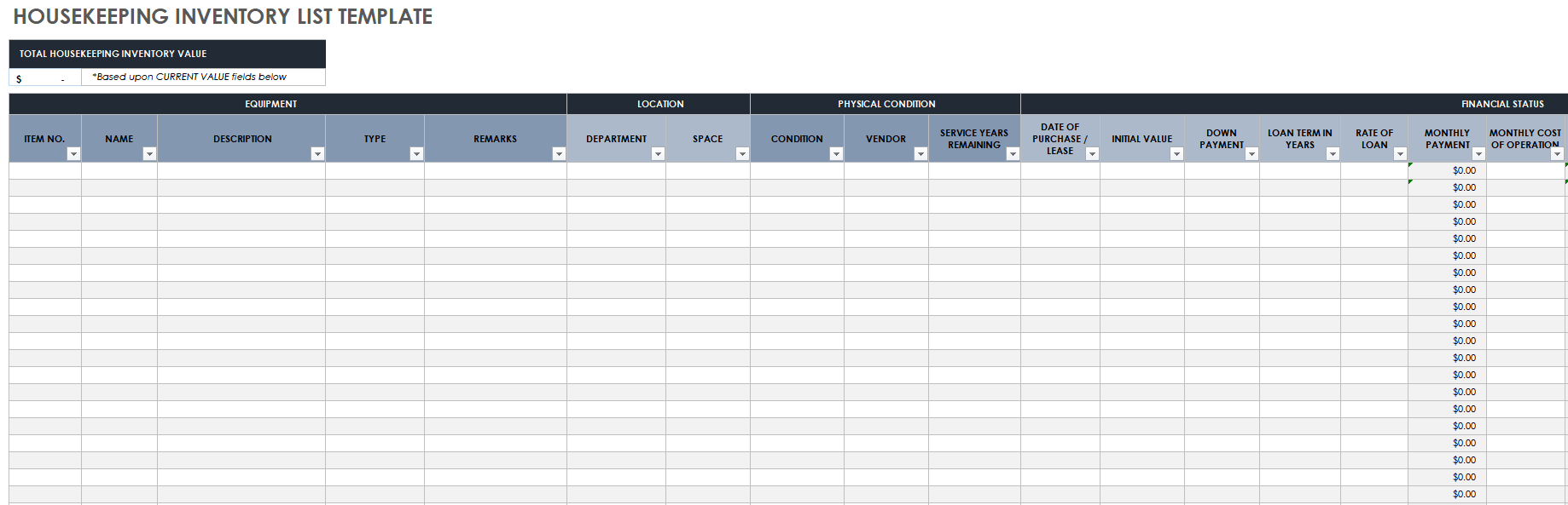 Office Supplies List Template