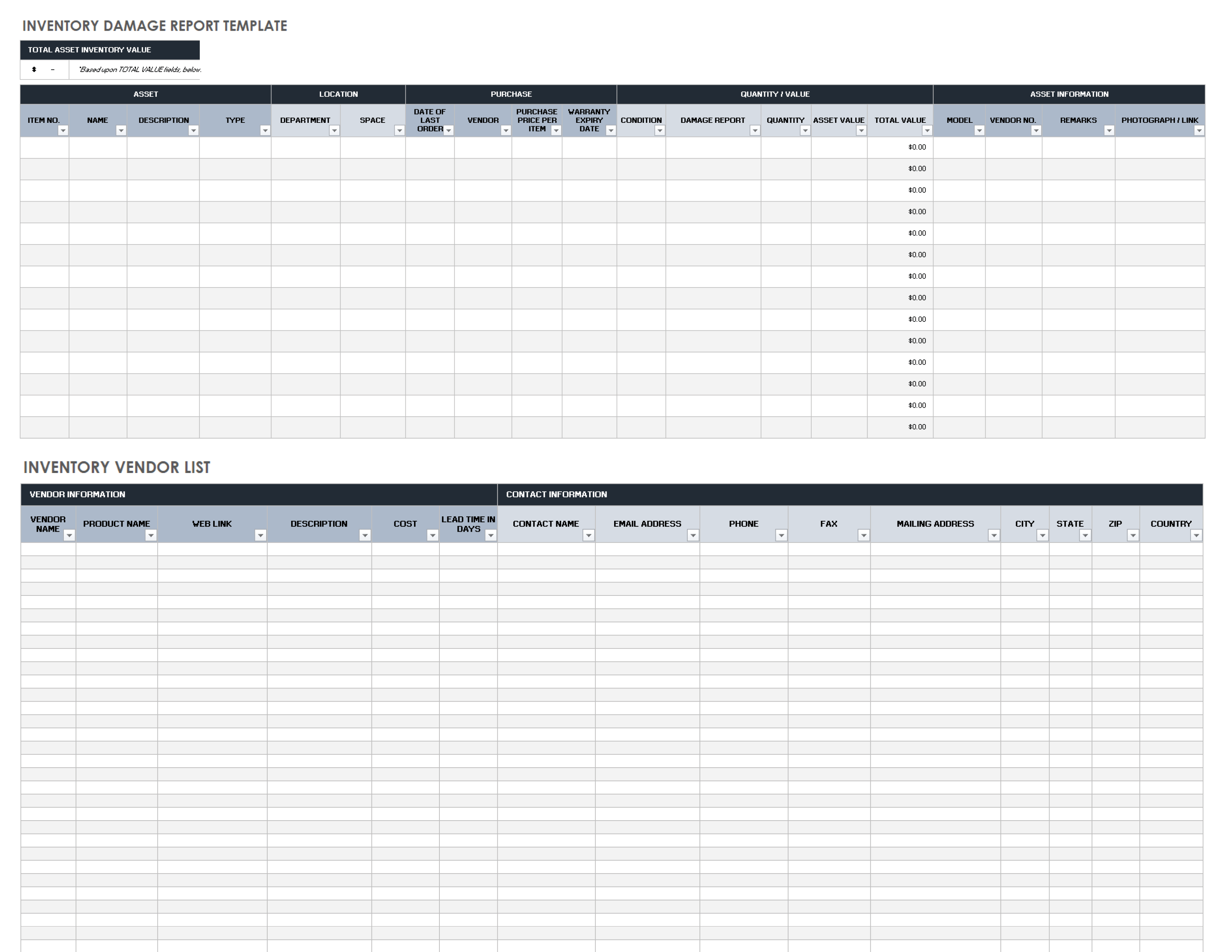 Business inventory damage claims