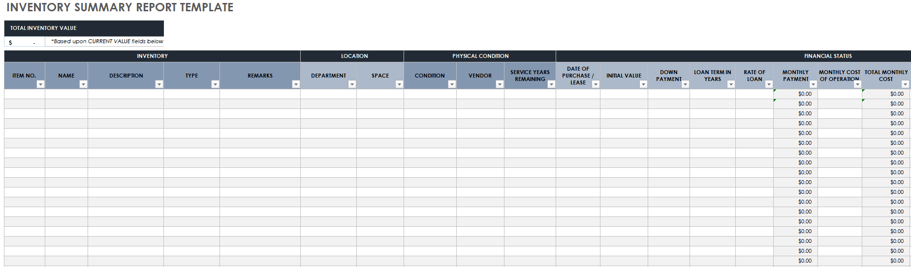 Download Free Inventory Report Templates Smartsheet