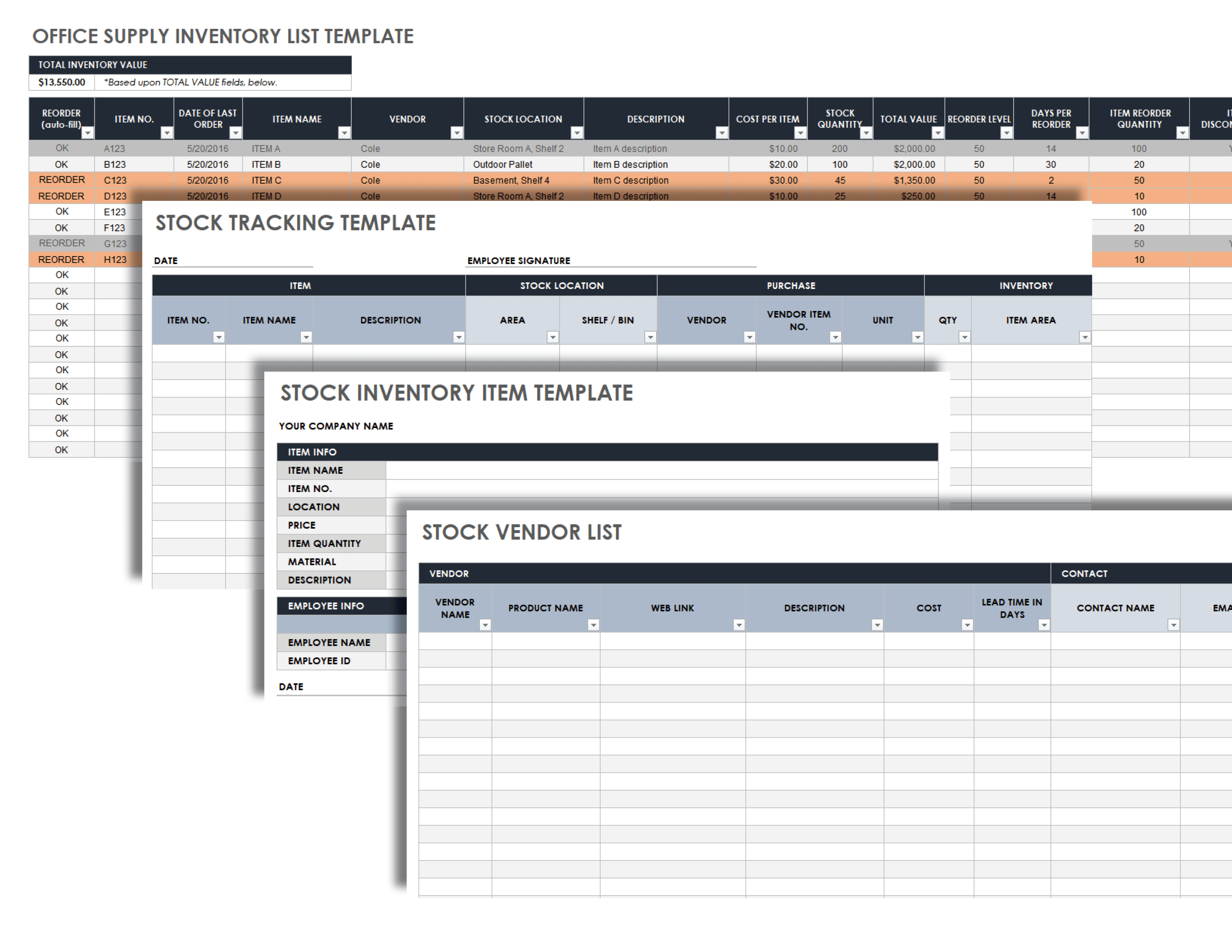 Office Supply Inventory Template Free Printable Templates