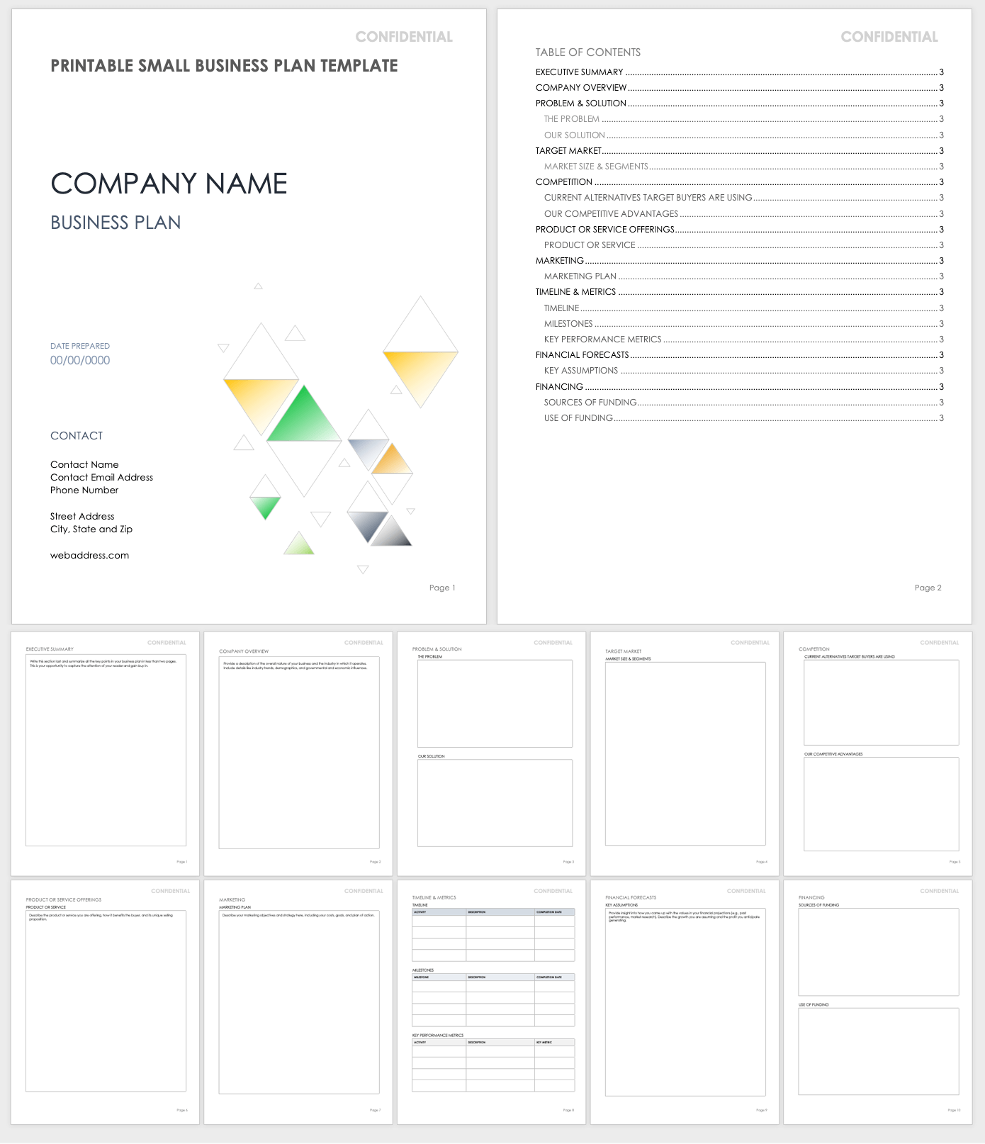 canadian small business plan template