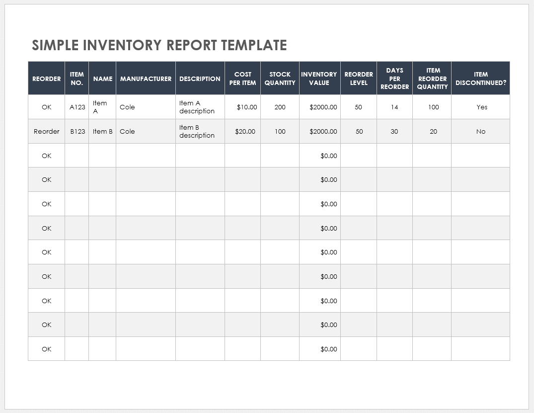 Download Free Inventory Report Templates Smartsheet