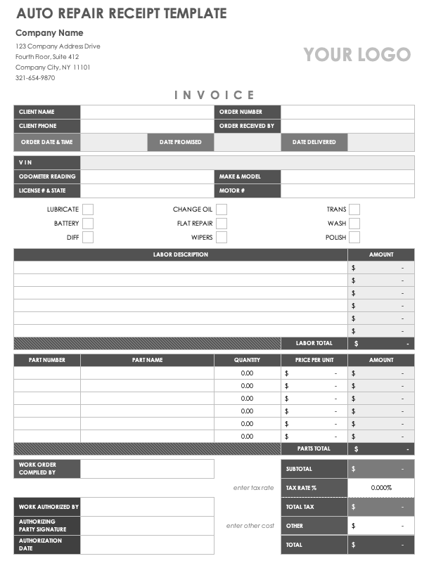 Download Free PDF Receipt Templates Smartsheet