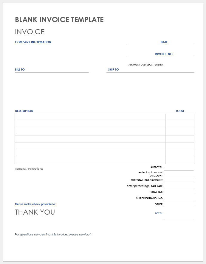 printable invoice template google docs