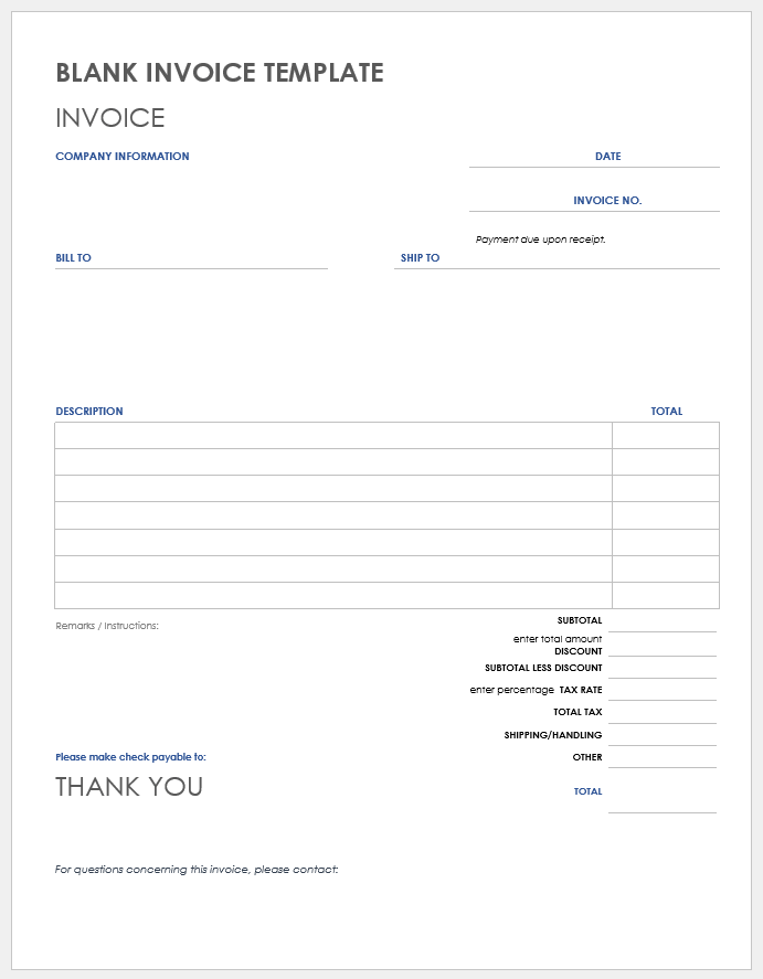 blank invoice template