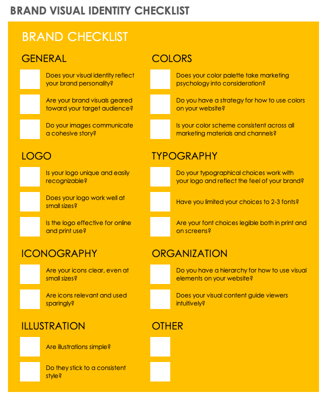 Brand Visual Identity Checklist