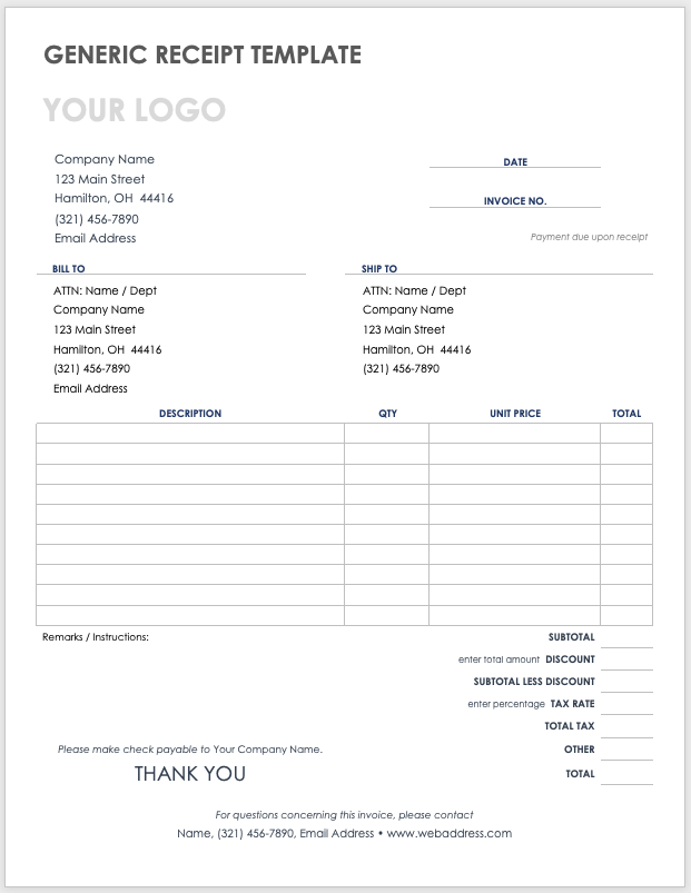 download free pdf receipt templates smartsheet