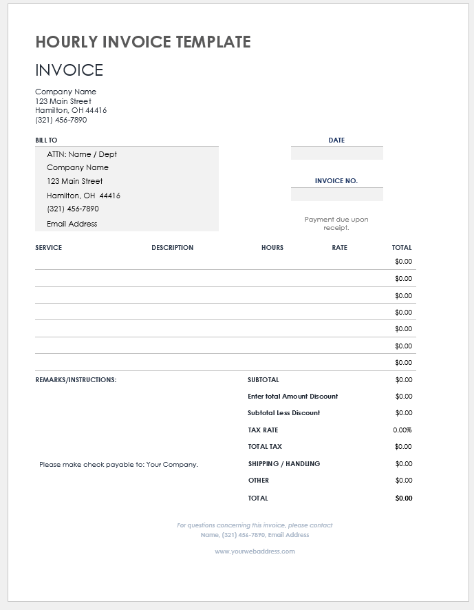 Hourly Invoice Template Google Sheets