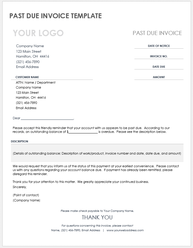 Past Due Invoice Email Template