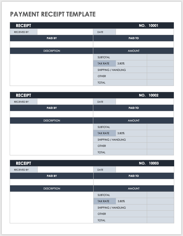 50 Printable Blank Receipt Template Forms - Fillable Samples in PDF, Word  to Download