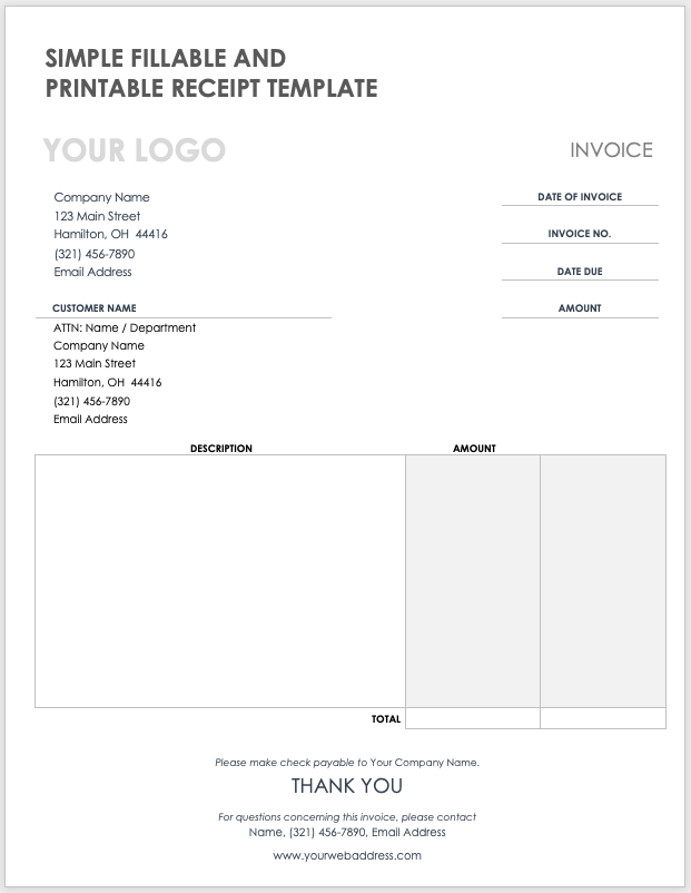 50 Printable Blank Receipt Template Forms - Fillable Samples in PDF, Word  to Download