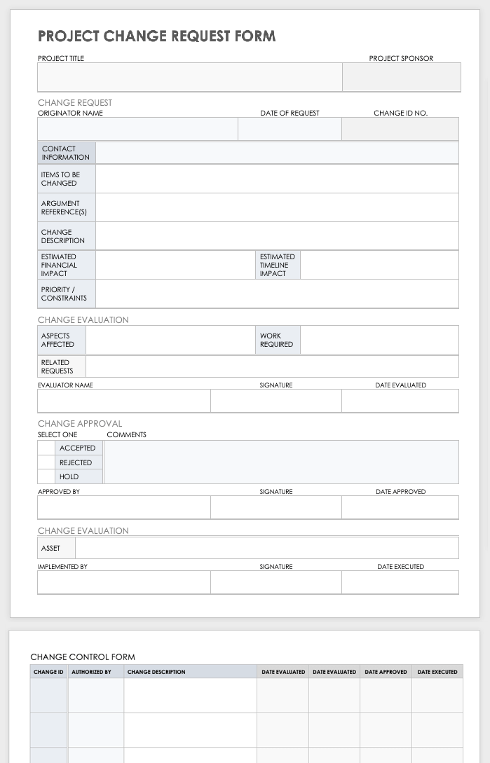 Software Change Request Form Template Word