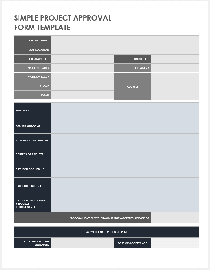 Project Approval Form Template Word