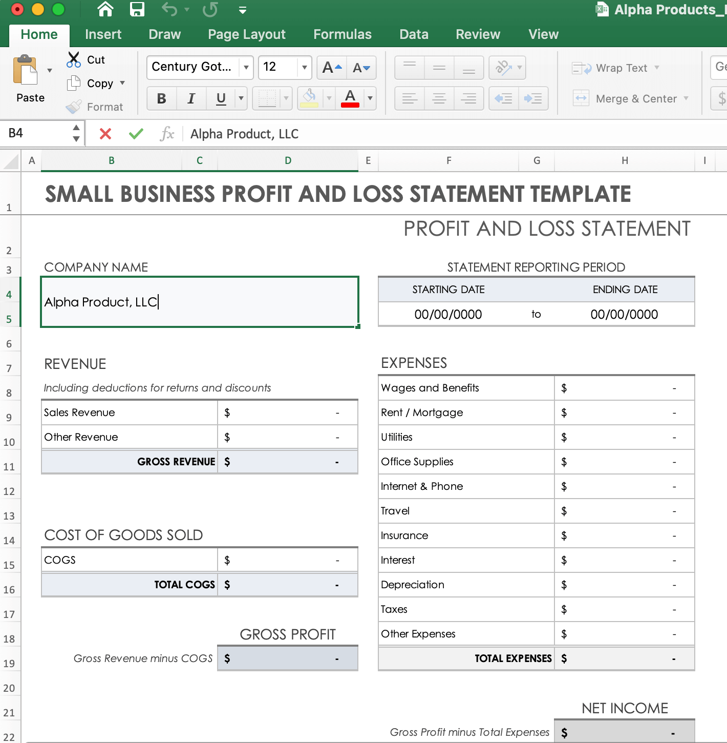 How To Do A Profit And Loss Statement In Excel Smartsheet 0340