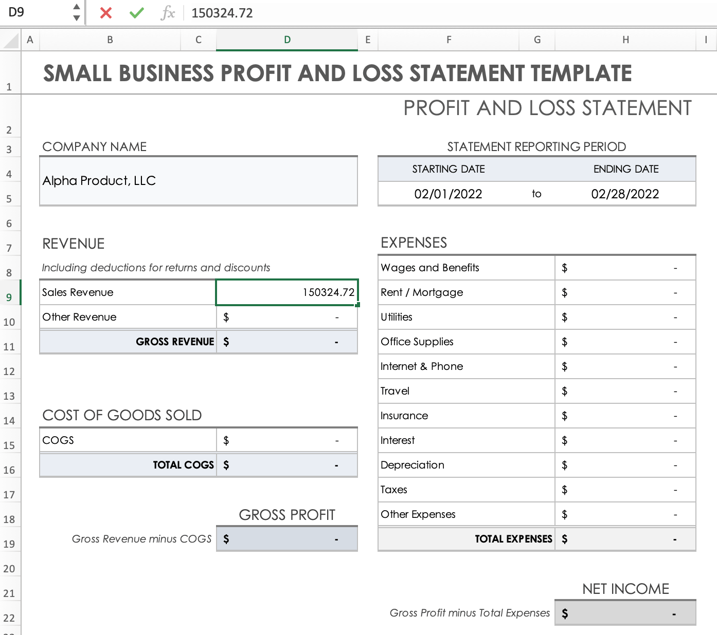 How to Do a Profit and Loss Statement in Excel Smartsheet