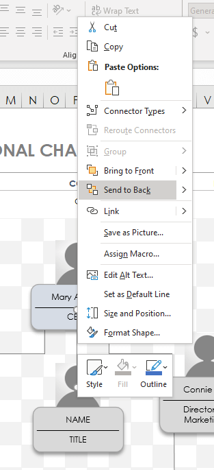 Org Chart Send to Back