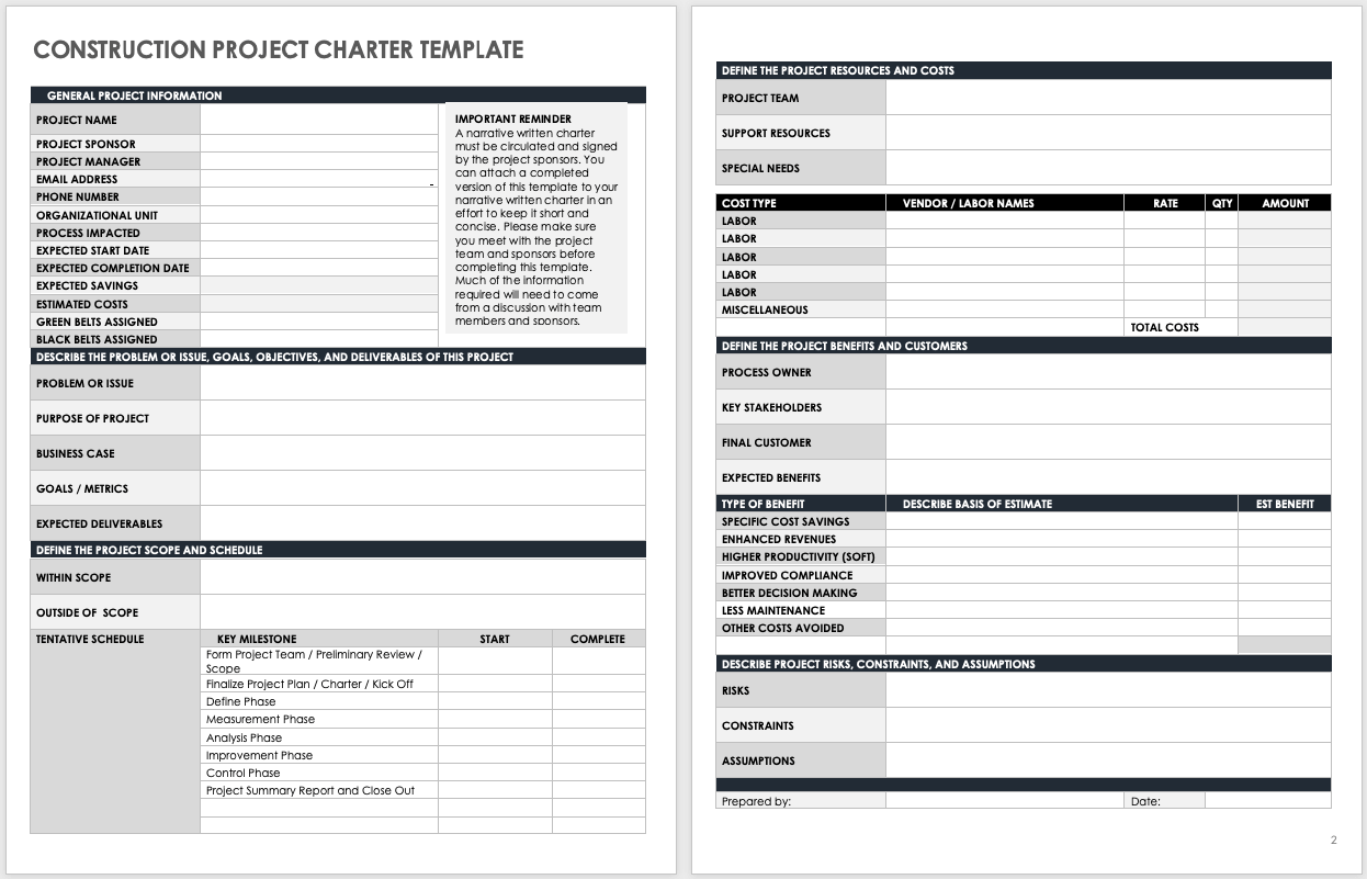 Project Charter Template Download Free Printable Form Templates And Letter