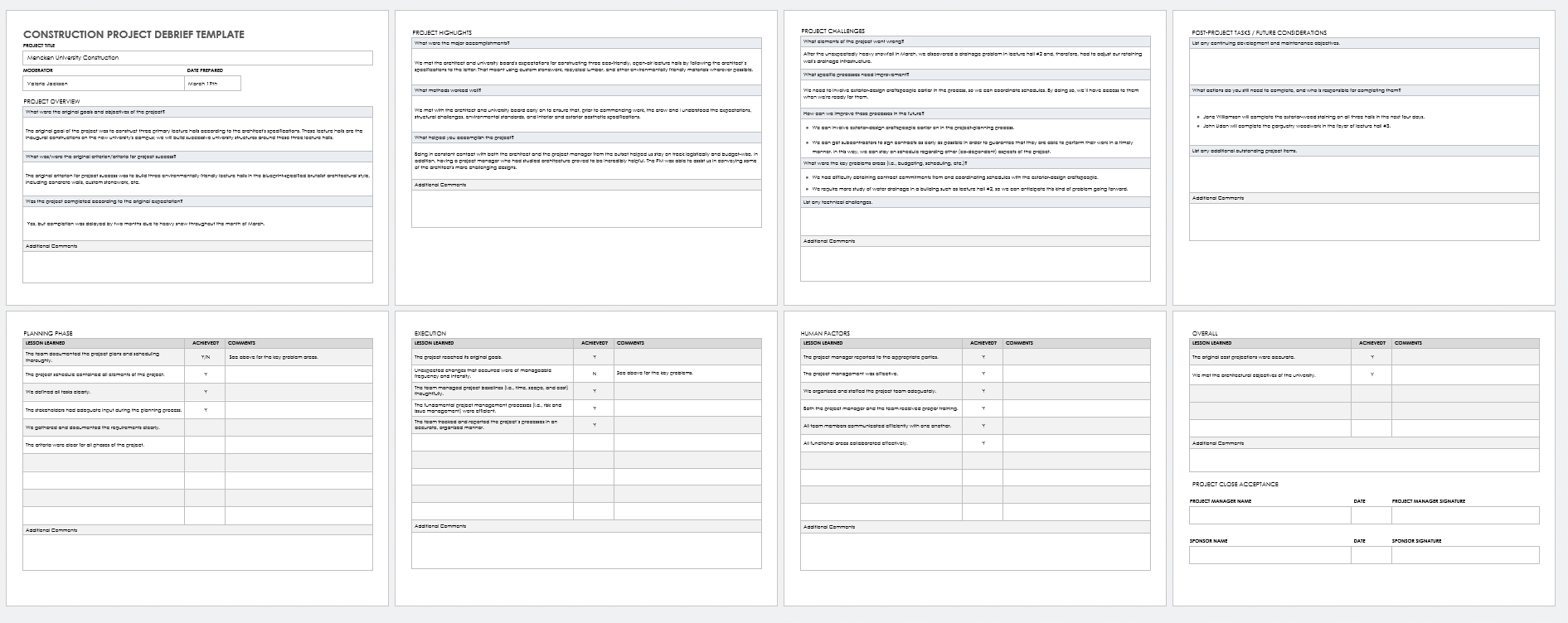 Project Debriefing Template