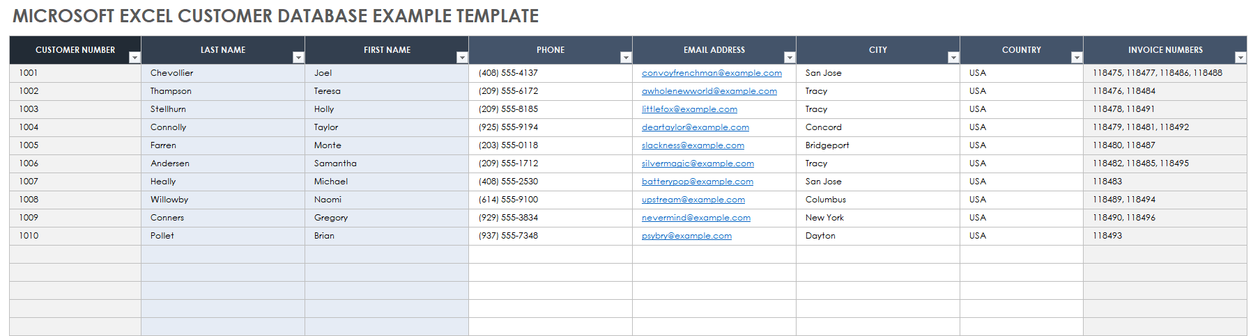 Free Excel Database Templates