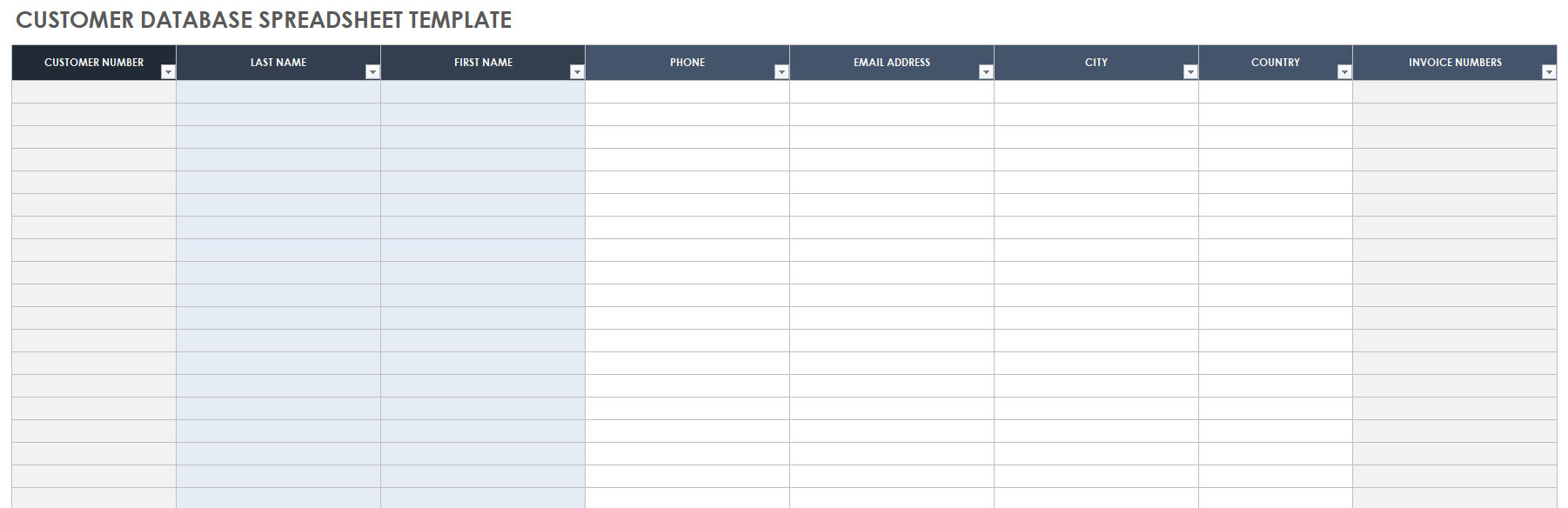 client database excel template