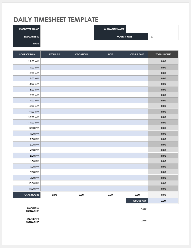 Free Daily Timesheet & Time Card Templates Smartsheet