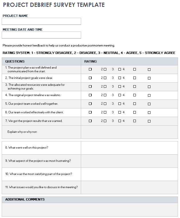 Free Project Debrief Templates Smartsheet