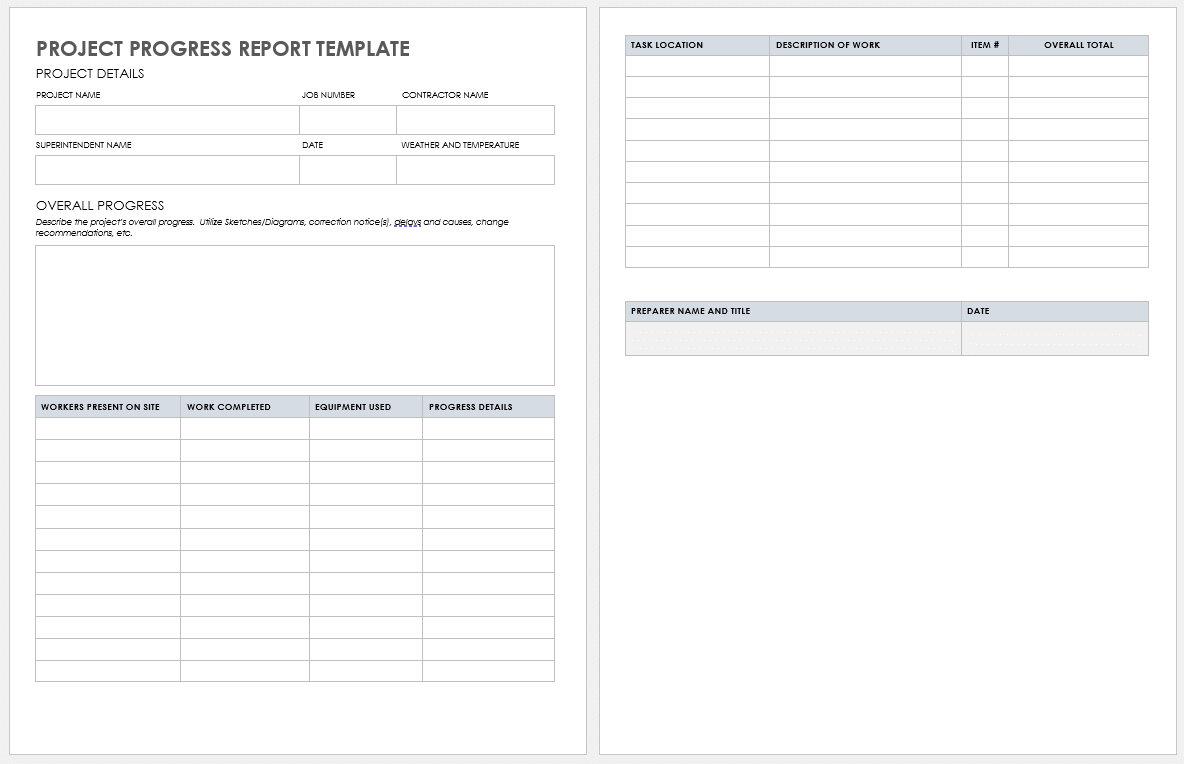 Progress Report Template Google Docs