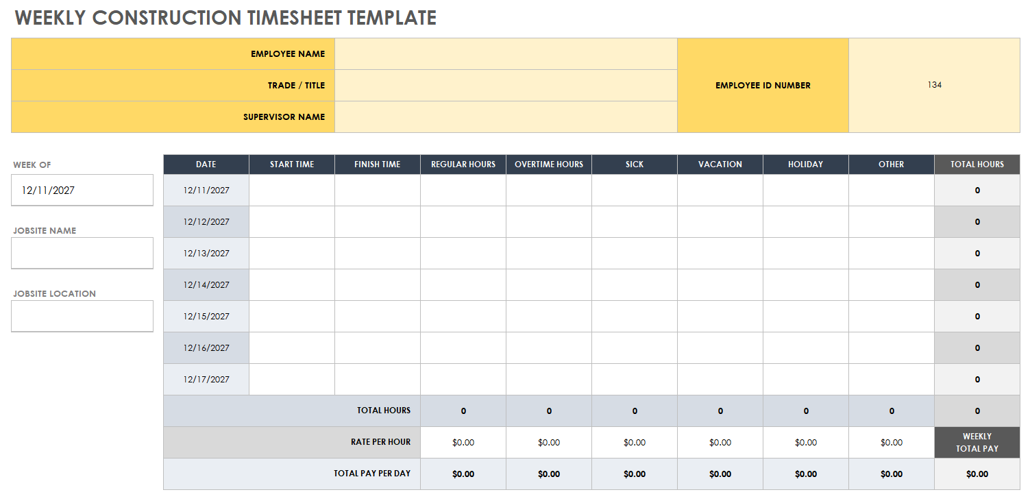 excel time template
