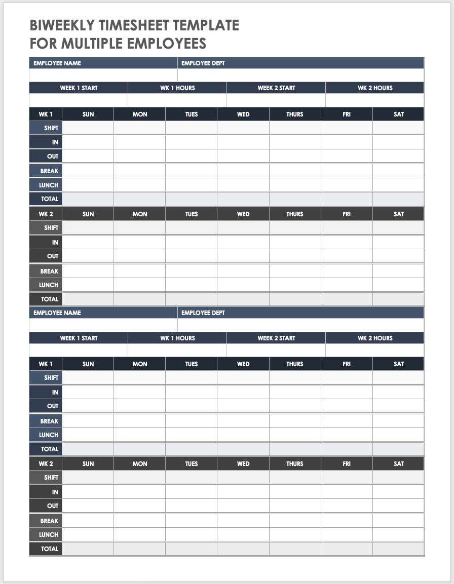 bi weekly timesheet template excel