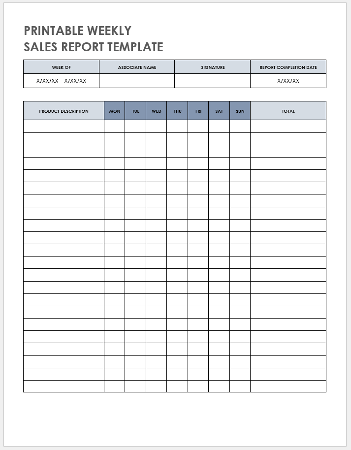 Weekly Report Template Excel