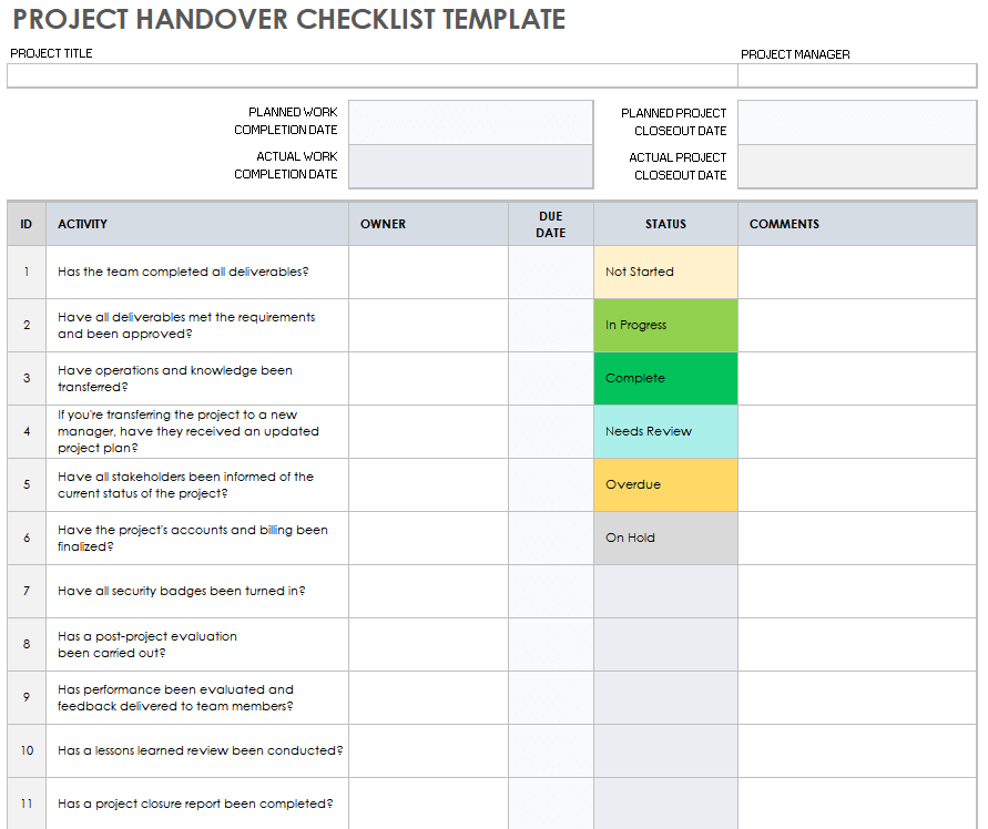 job handing over checklist clipart