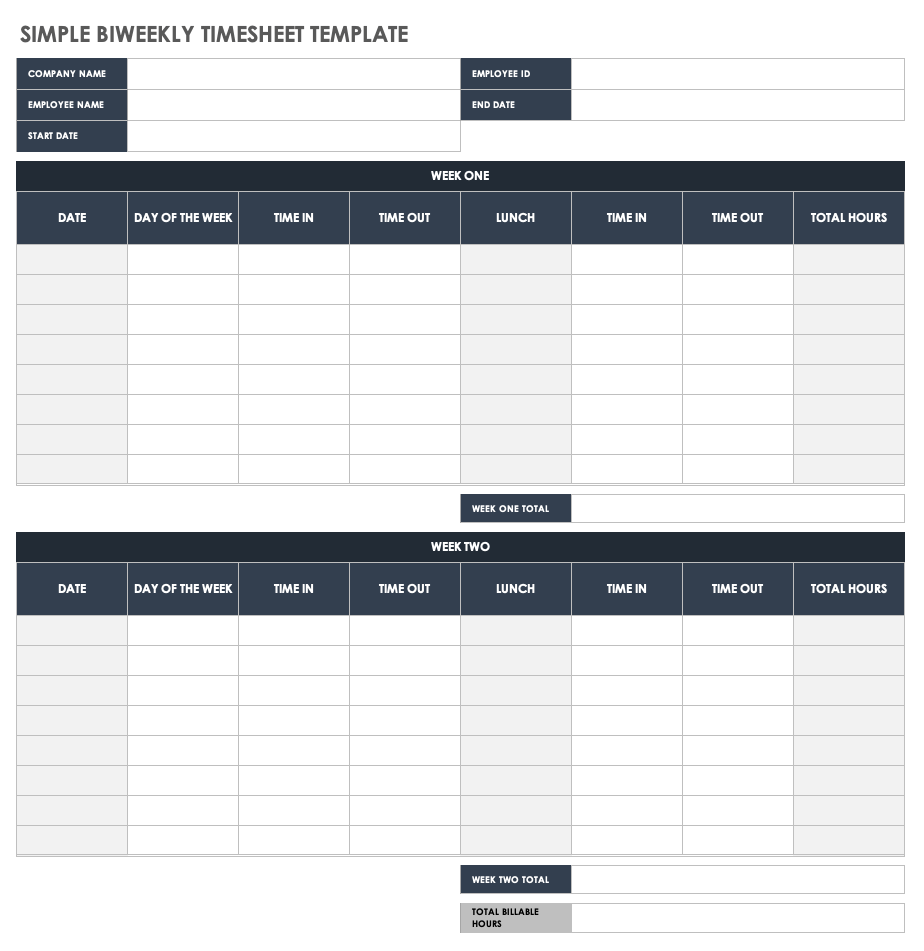 bi weekly timesheet template excel