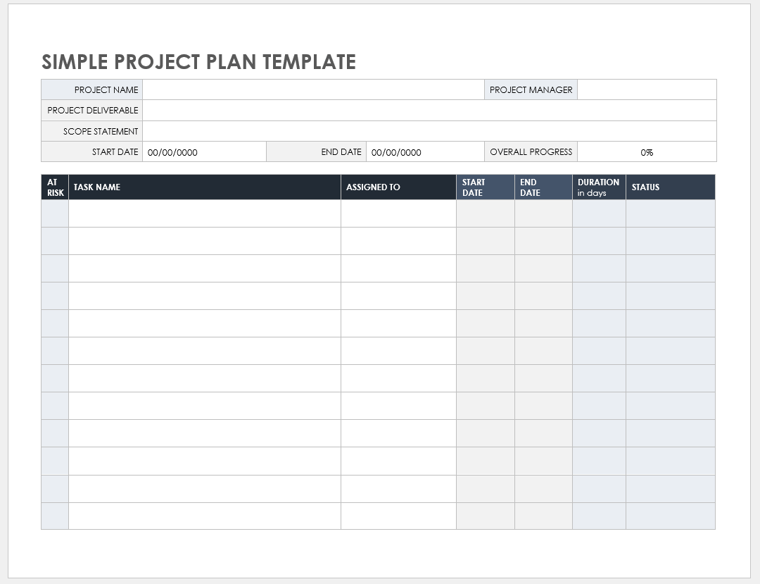 Project Plan Template For Google Sheets prntbl