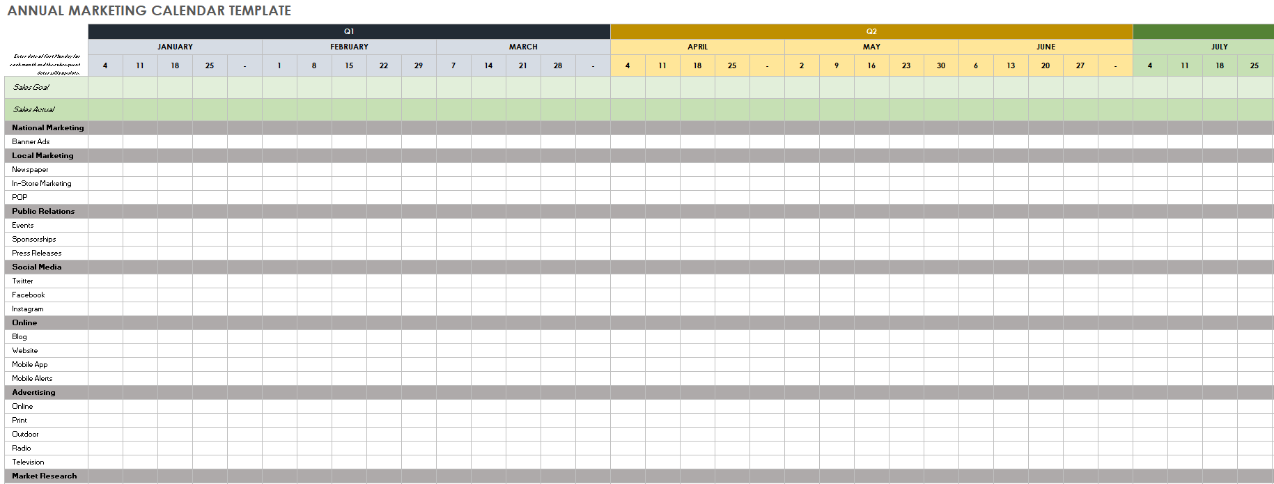 Free Google Sheets Marketing Calendar Templates Smartsheet