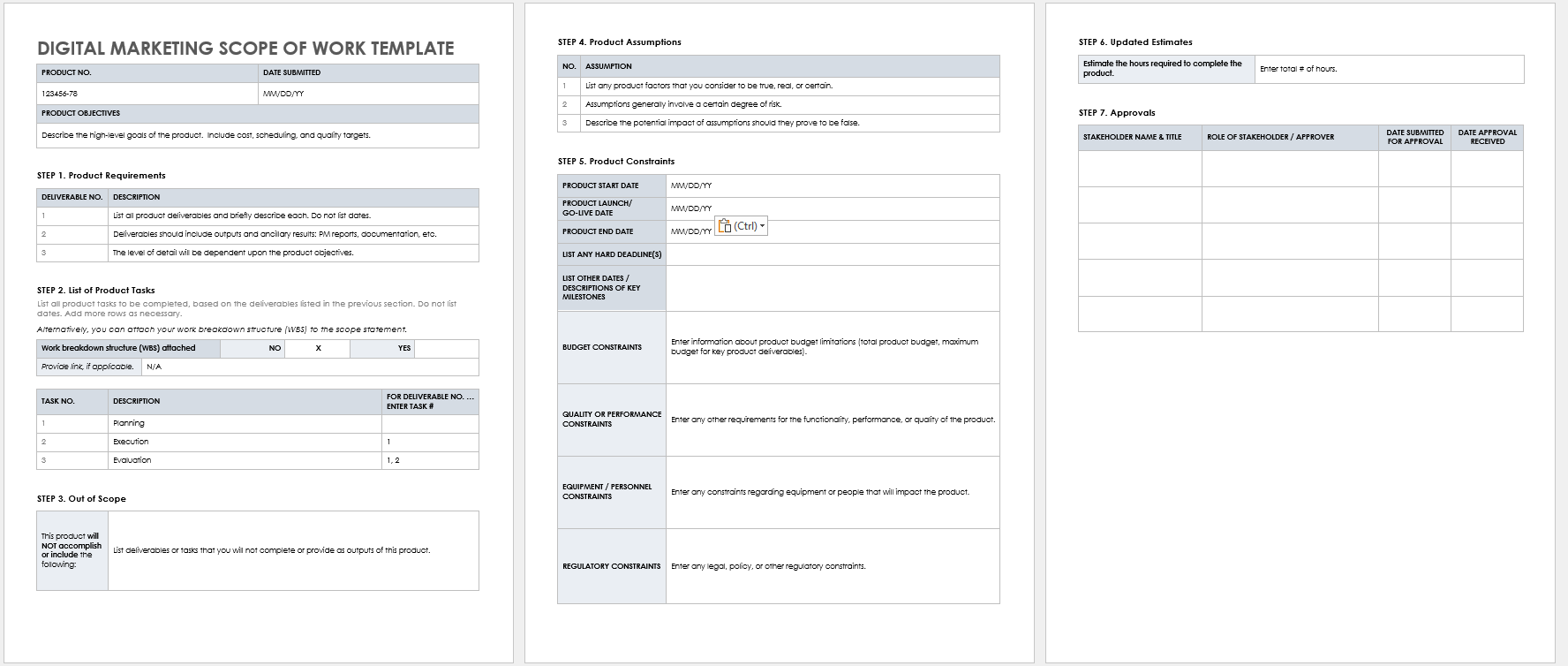 Free Scope of Work Templates Smartsheet